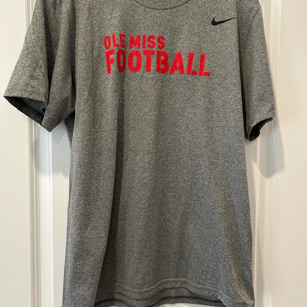 Nike Gray Ole Miss Football Team Issued T-Shirt, Size L